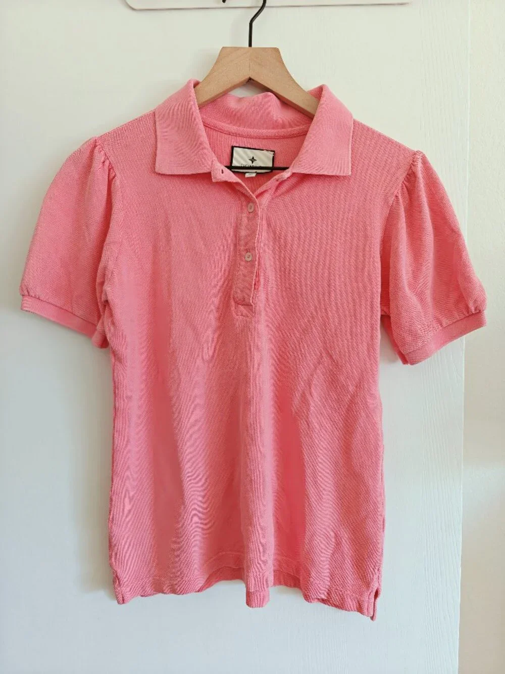 Tuckernuck Powder Pink Pique Puff Sleeve Peggy Polo Top Size XS